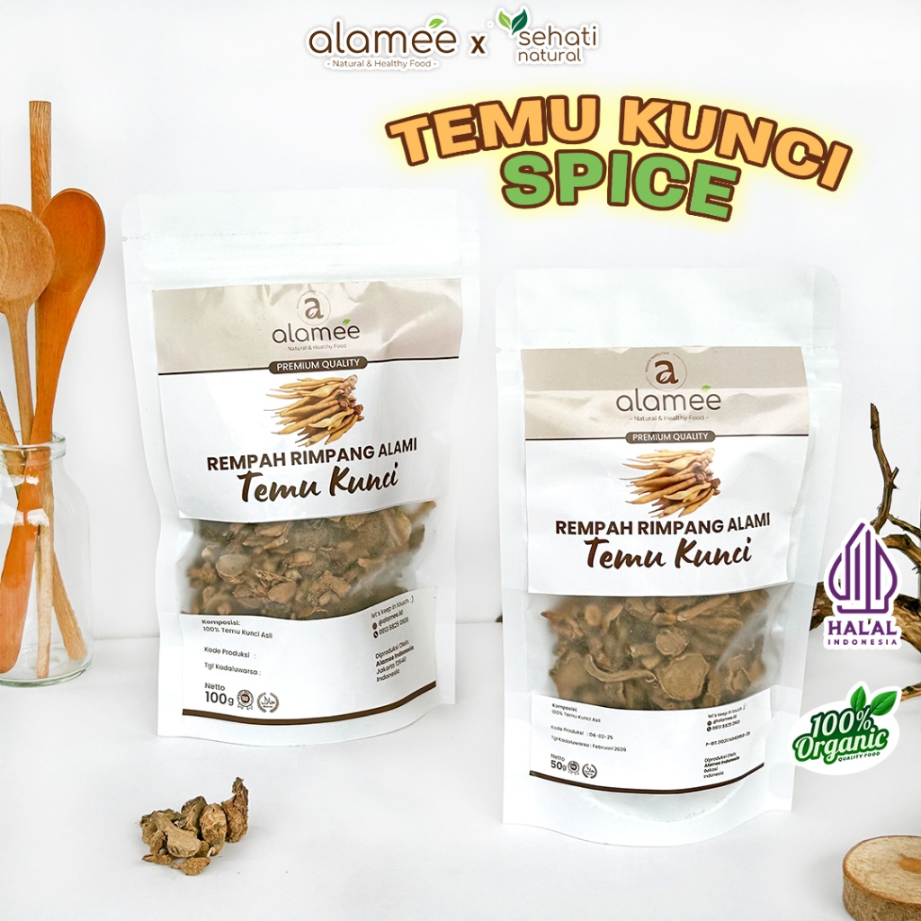 

ALAMEE Temu Kunci Kering Fingerroot Rempah Rimpang Alami Iris Bumbu Seasoning Masakan Masak 100g