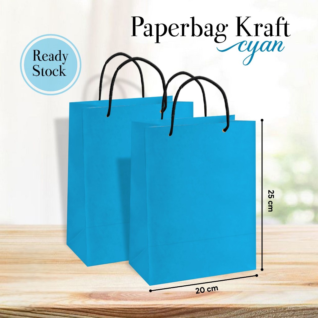 

PAPER BAG KRAFT CYAN POLOS SATUAN - TAS SOUVENIR PERNIKAHAN, HAJATAN, ULTAH MURAH