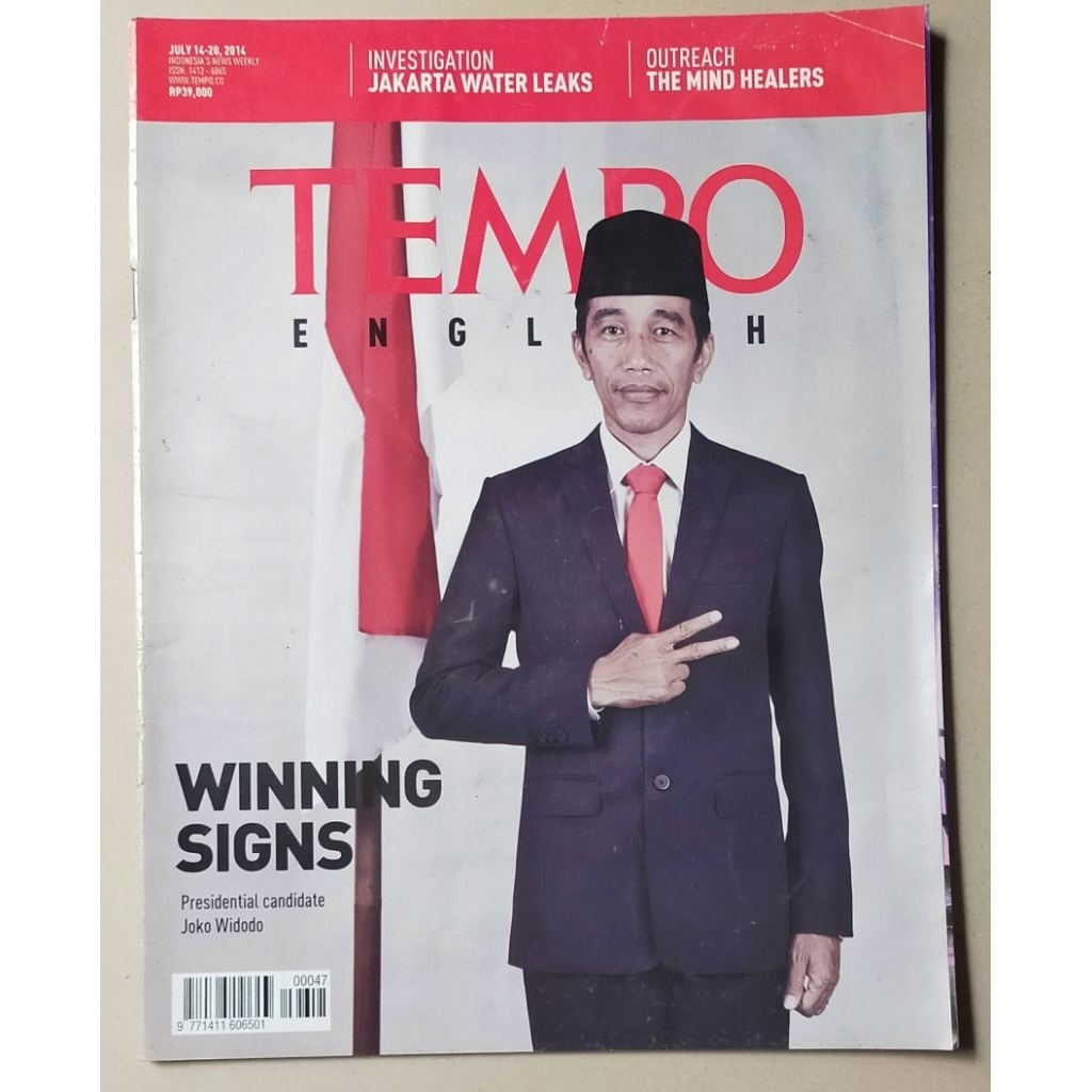 Majalah Tempo English 14 Juli 2014 : Cover Jokowi Winning Signs - Abdee Negara