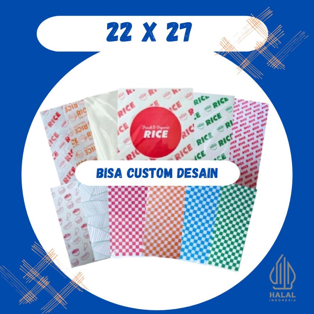 KERTAS NASI KFC 27 X 22 ISI 100 | MURAH | LOGO | KERTAS FOOD GRADE | ROTI | Agen Kertas Kfc