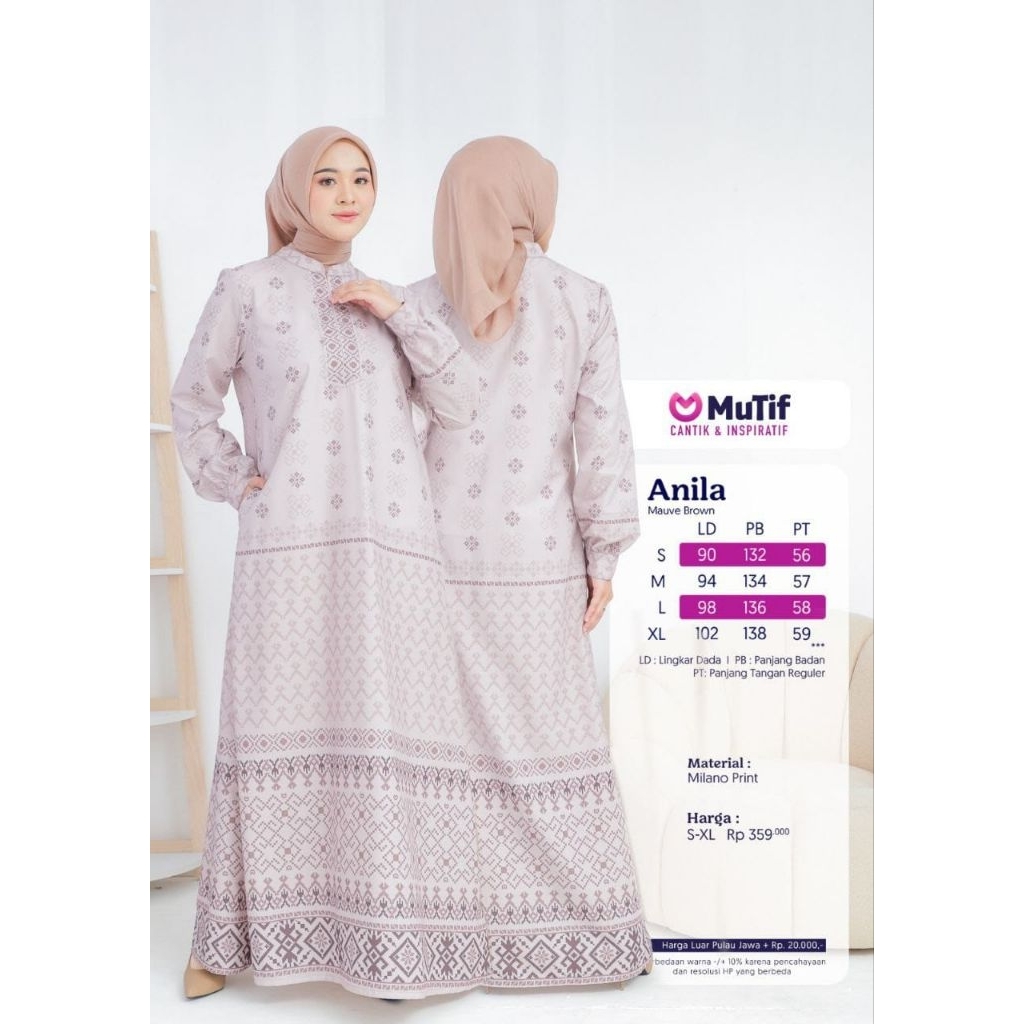 Gamis Mutif Terbaru Anila Mauve Brown