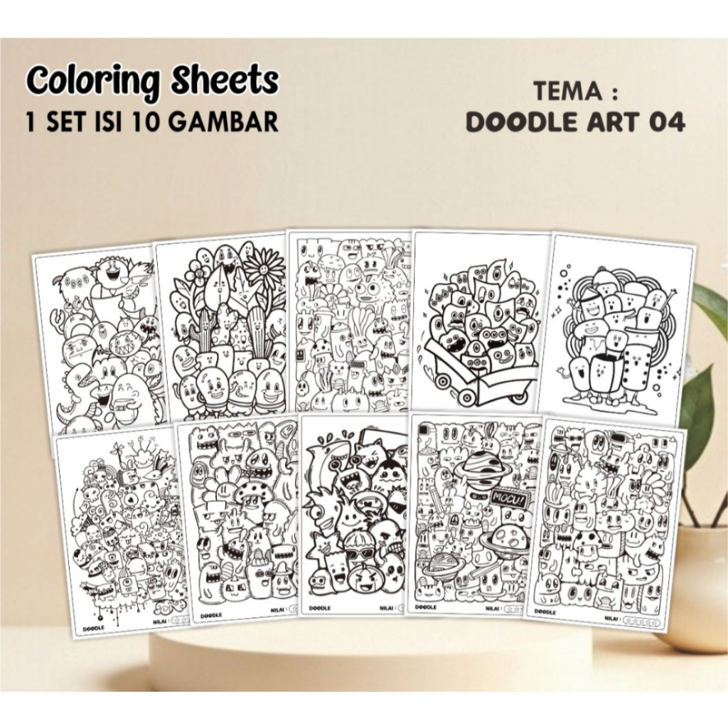 

(A4) KERTAS MEWARNAI ANAK - COLORING SHEETS SERIES 2 TEMA DOODLE ART-LEMBAR MEWARNAI ANAK PAUD/TK/SD