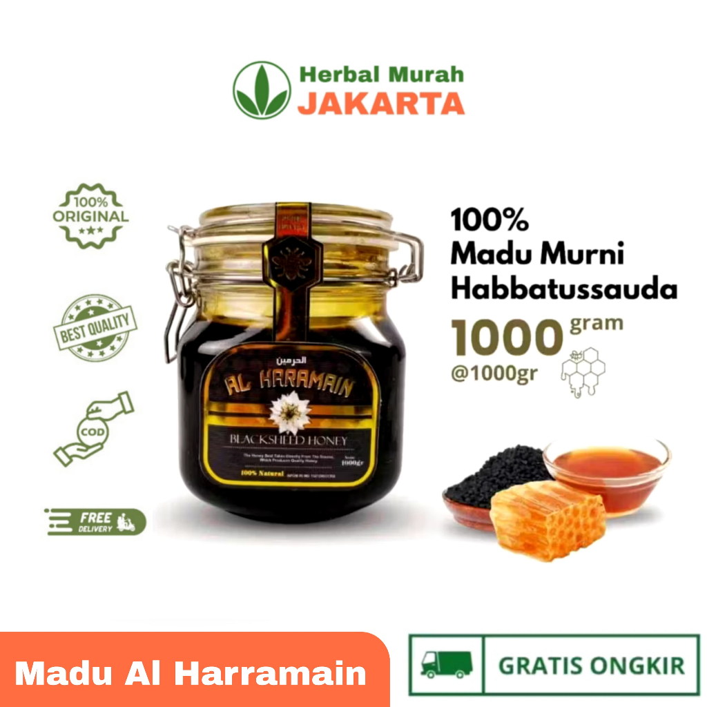 

Madu Al Haramain 1kg | Madu Balck Seed Honey AL-HARAMAIN 1 kg botol kaca