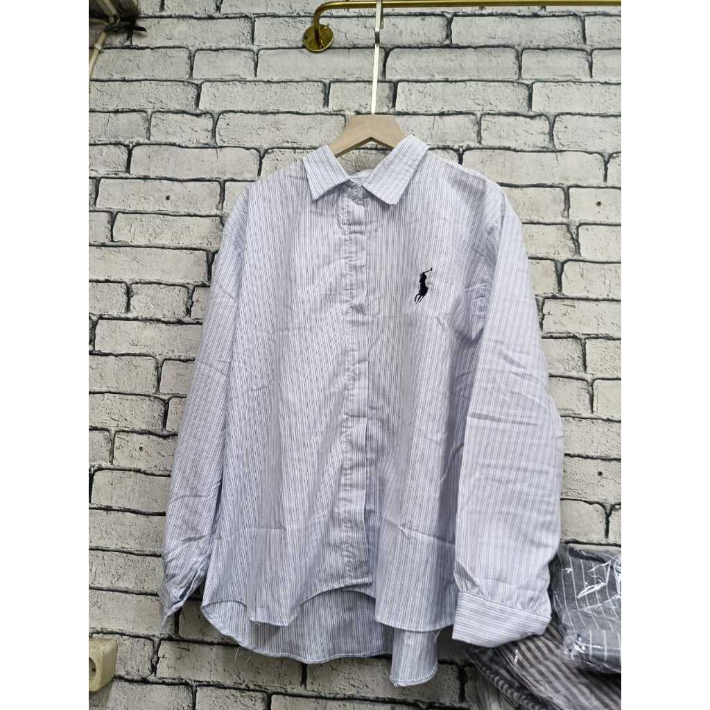 Kemeja Salur Wanita Stripes CVC Premium Lengan Panjang – Motif PL Elegan
