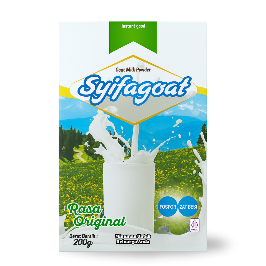 

Susu Kambing Etawa Bubuk Syifagoat Kemasan 200gr Rasa Original