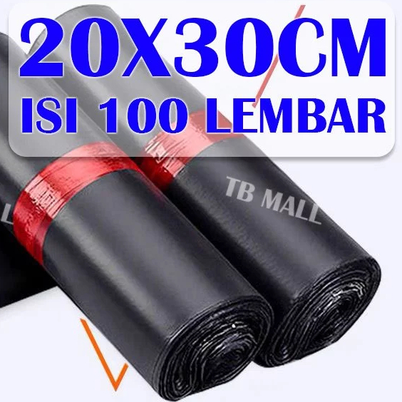 

Plastik Packing 20x30cm OLSHOP Polymailer Hitam Ekonomis D LDPE Isi 100pcs Lem Perekat Hitam Tebal Termurah
