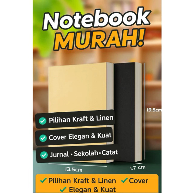 

Note Book A5 Journaling, Catataan Sekolah, Kantor, Diary Isi 100 Lembar (200 Halaman)
