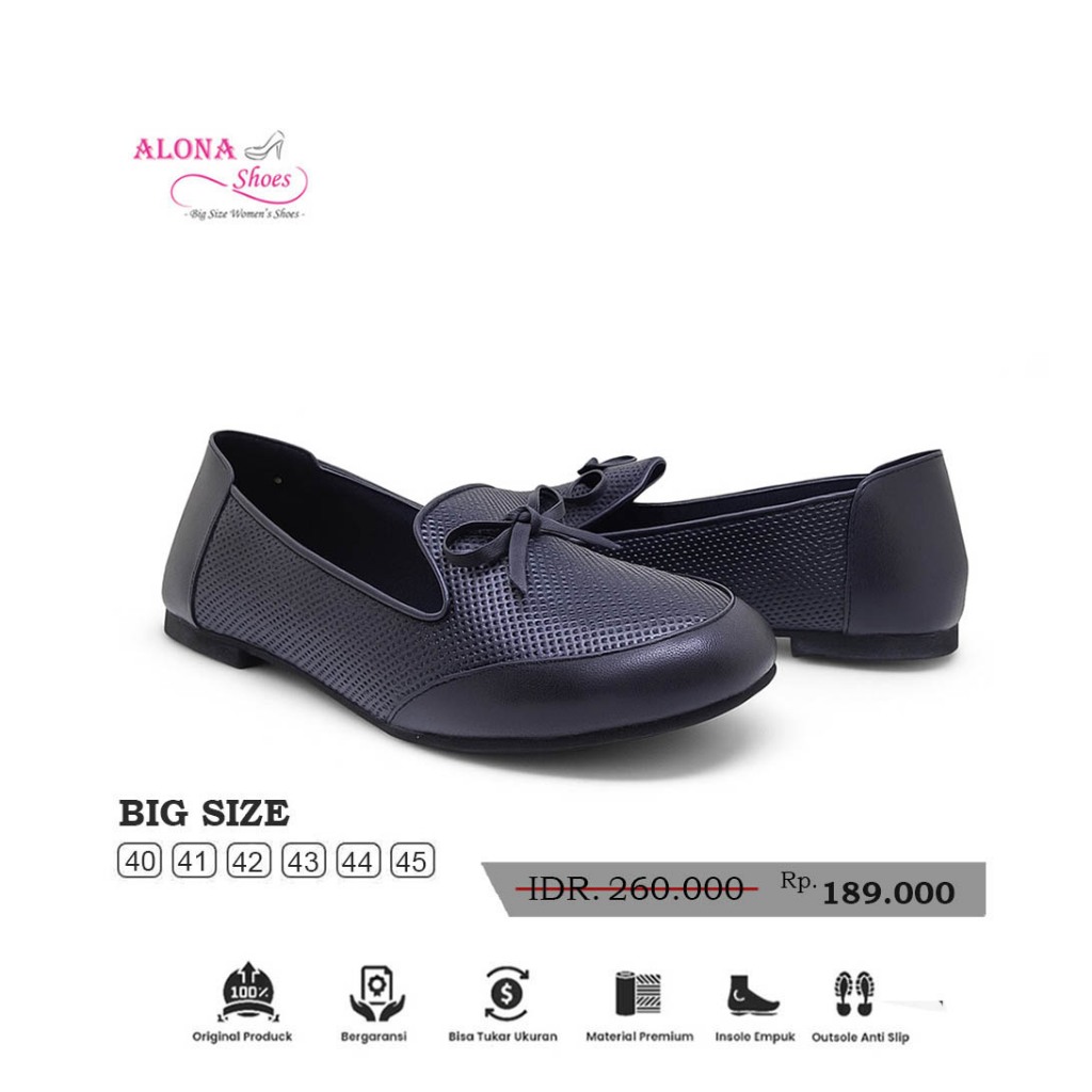 Alona Shoes - Afelia Loafer | BIG SIZE | Sepatu Flatshoes Wanita Ukuran Jumbo 41 42 43 44 45