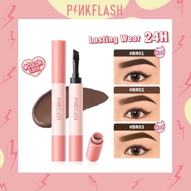PINKFLASH Inked Brow Smudge Proof Eyebrow Pen Tahan Lama Waterproof Anti Luntur Anti Keringat Pensil