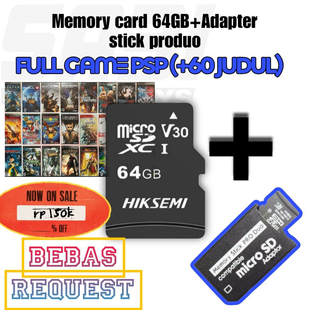 Memory card PSP 64GB Fullgame Bisa request