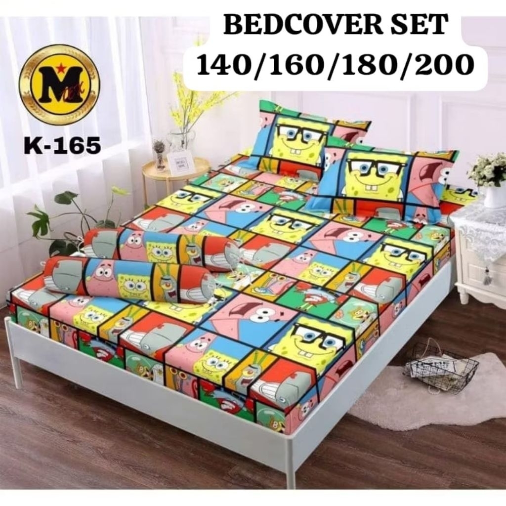 KINTAKUN BEDCOVER SET 160/180/200/220 MOTIF SPONGEBOB PUZZLE
