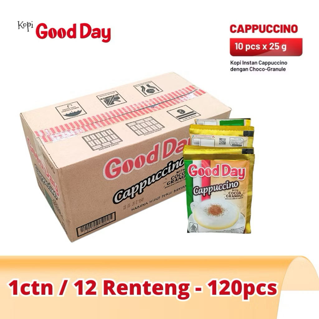 

kopi Goodday cappucino with cocoa granule 1Dus isi 120 Sachet x 25gram