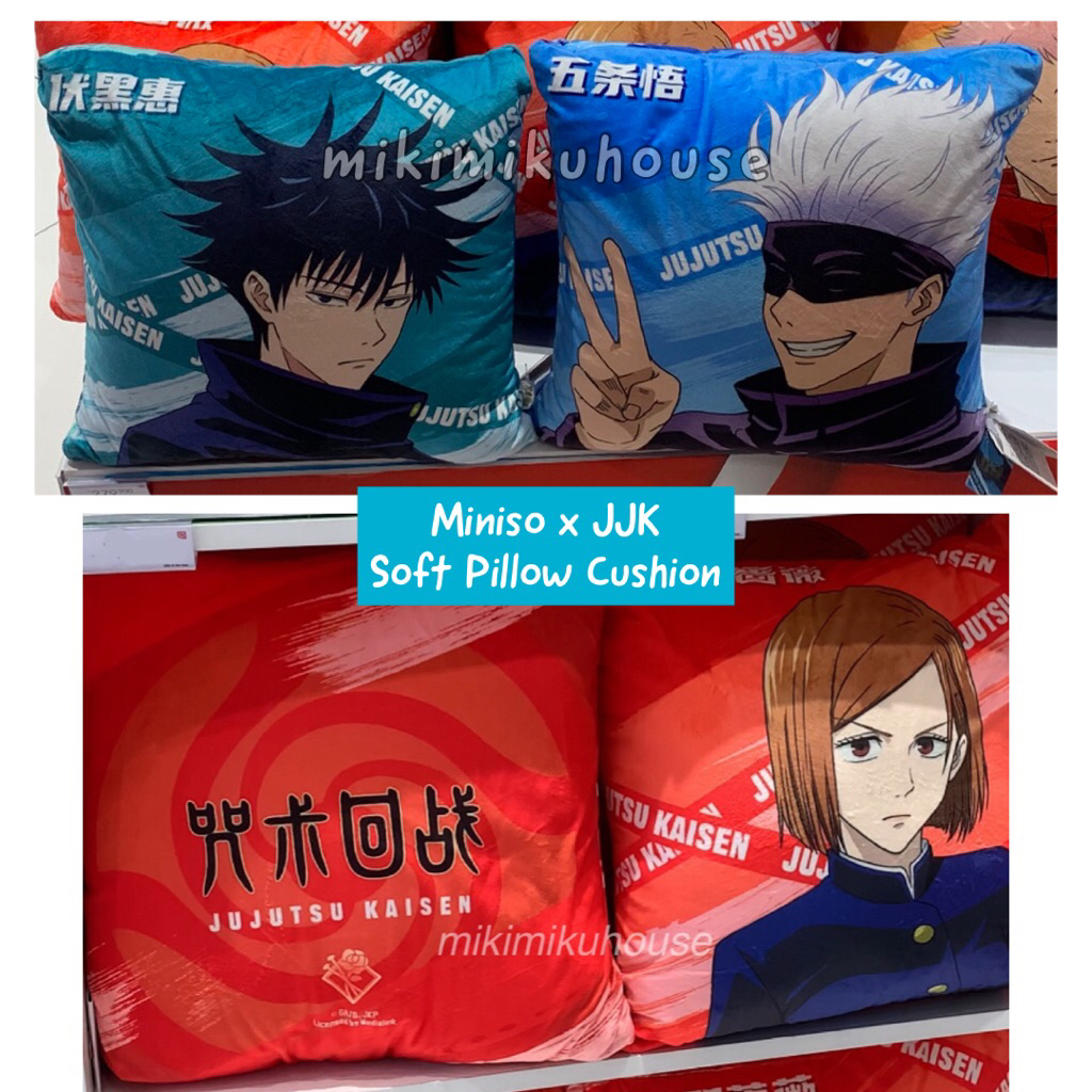 MINISO x JUJUTSU KAISEN PILLOW BANTAL GOJO SATORU FUSHIGURO MEGUMI CUSHION KARAKTER BONEKA YUJI ITAD