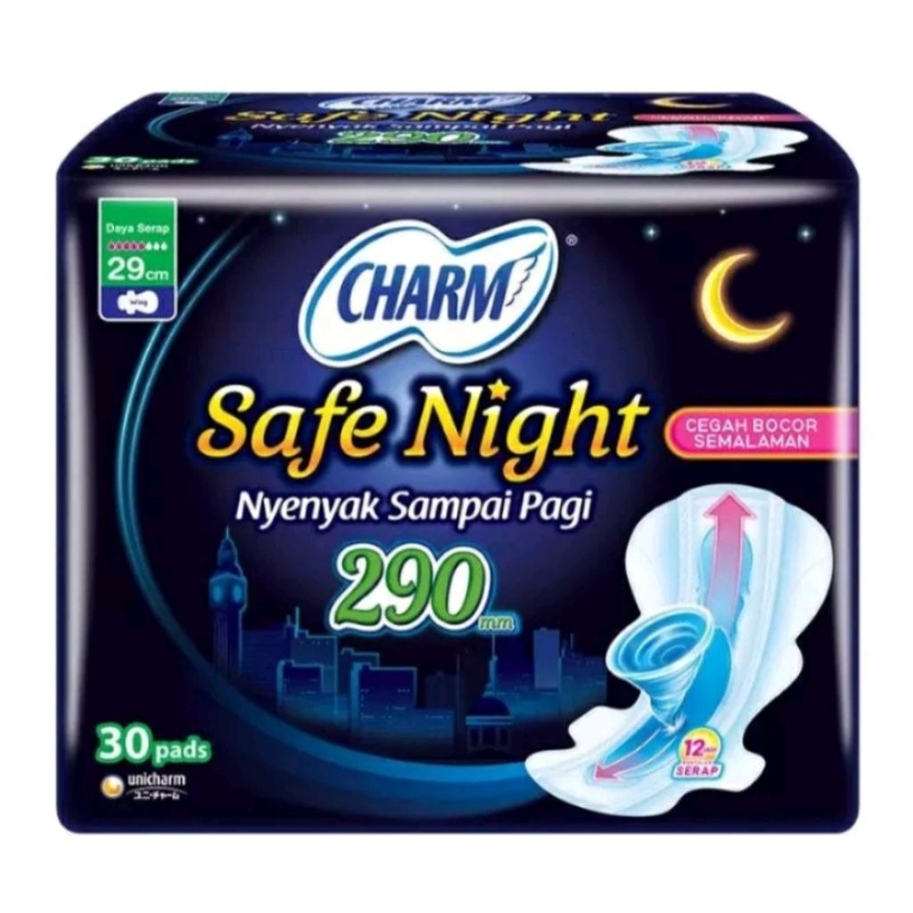 CHARM SAFE NIGHT PEMBALUT WANITA SAYAP 29CM ISI 30