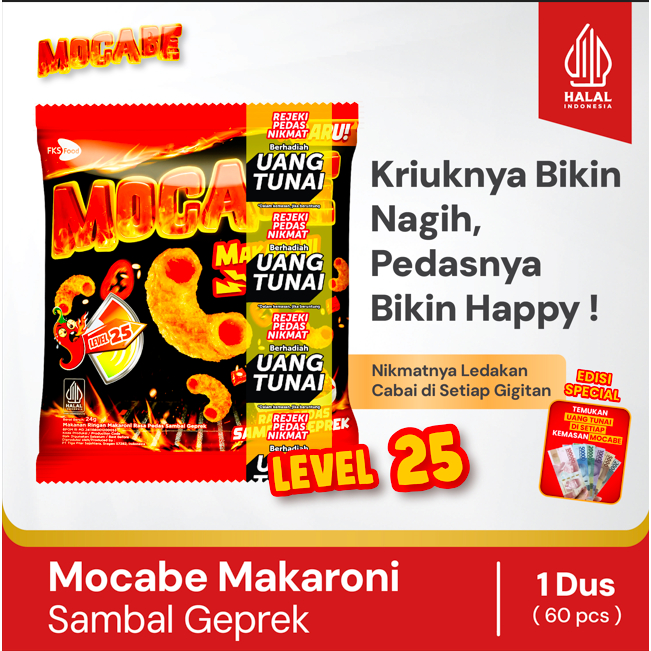 

Mocabe - Sambal Geprek - Small Pack - 1 Karton (6 renceng) - 60 Pcs - 24gr (Free 12 Pcs)