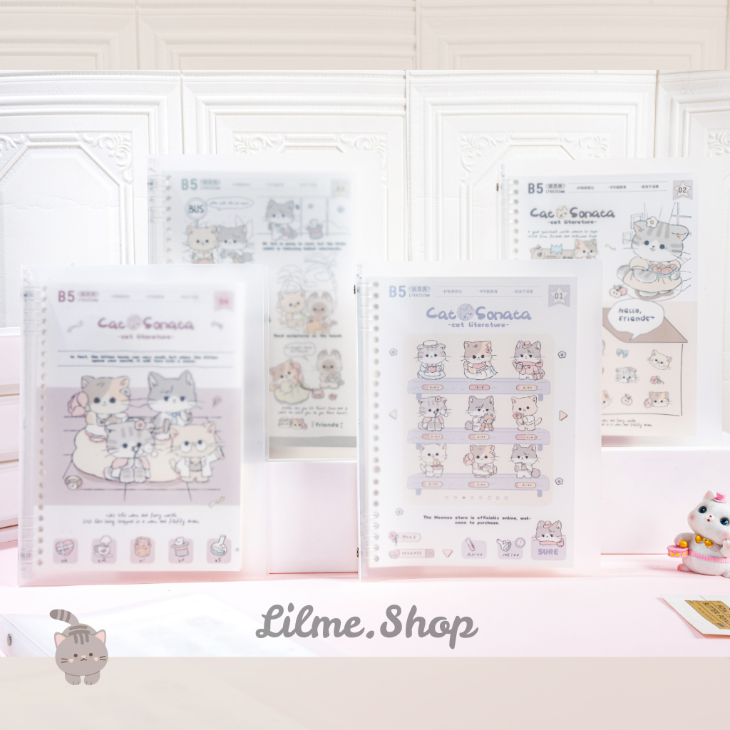 

Buku Binder Aesthetic Modern A5 B5 / Buku Catatan Binder Notebook Loose Leaf Detachable Cute Cat