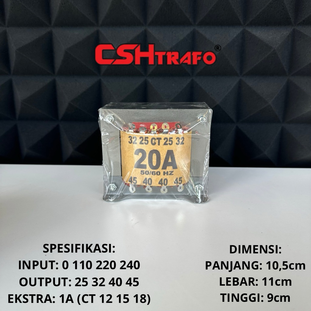 Trafo Kotak CSH Best Quality (trafo kecil) 100% Tembaga Murni 20A CT 45V