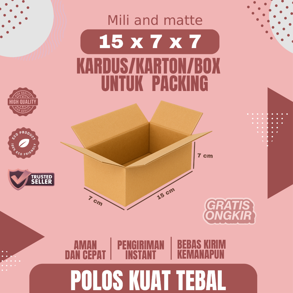 

Kardus Packing Ukuran 15x7x7 Polos Box Cogurated tebal kuat