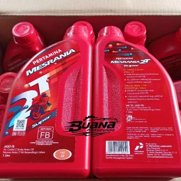 Oli Mesrania 2T SAE 20 1 Liter Oli Pertamina Mesrania 2T Super 1L ( 1 DUS )