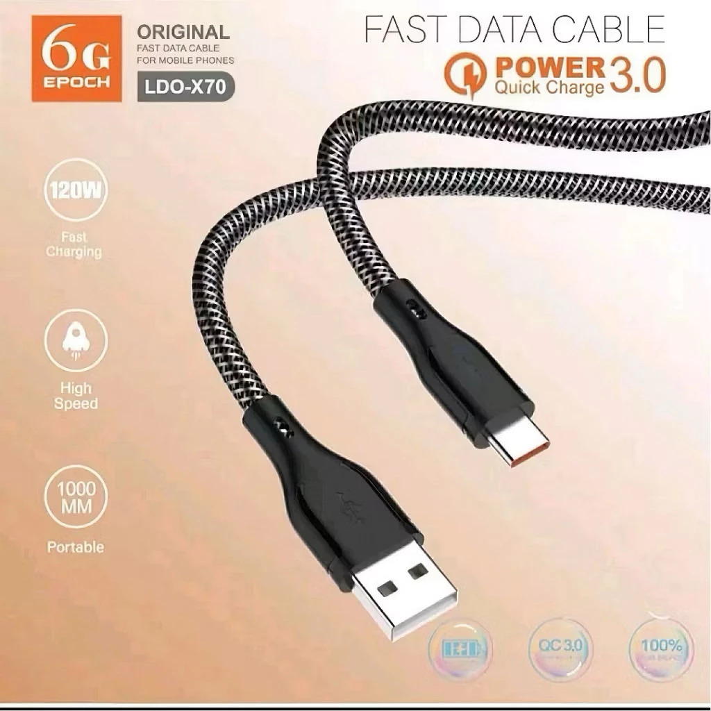 Kabel Data Tali Sepatu / kuat / 120W 6G Fast Charging /Type C