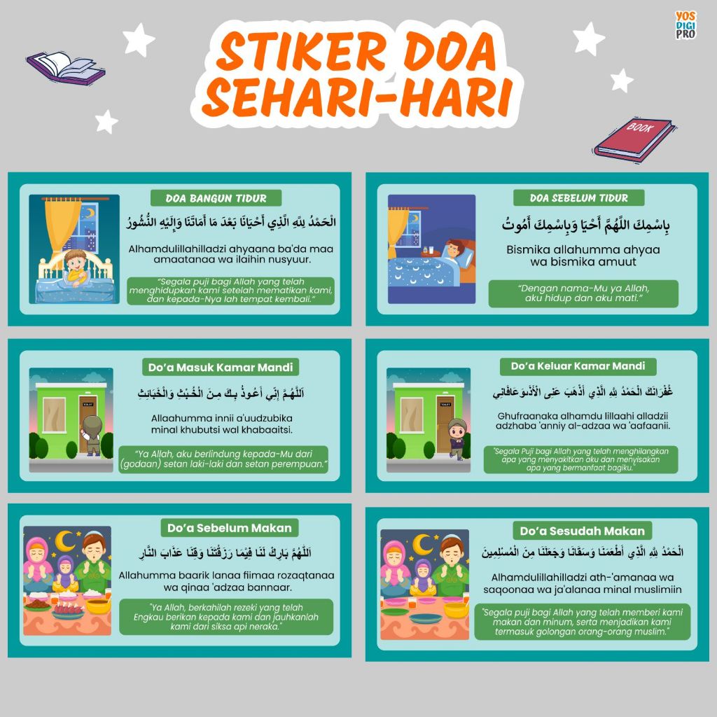 

Stiker Doa Sehari - Hari Untuk Anak Usia Dini, Tk, SD, SMP Belajar Menghafal Doa