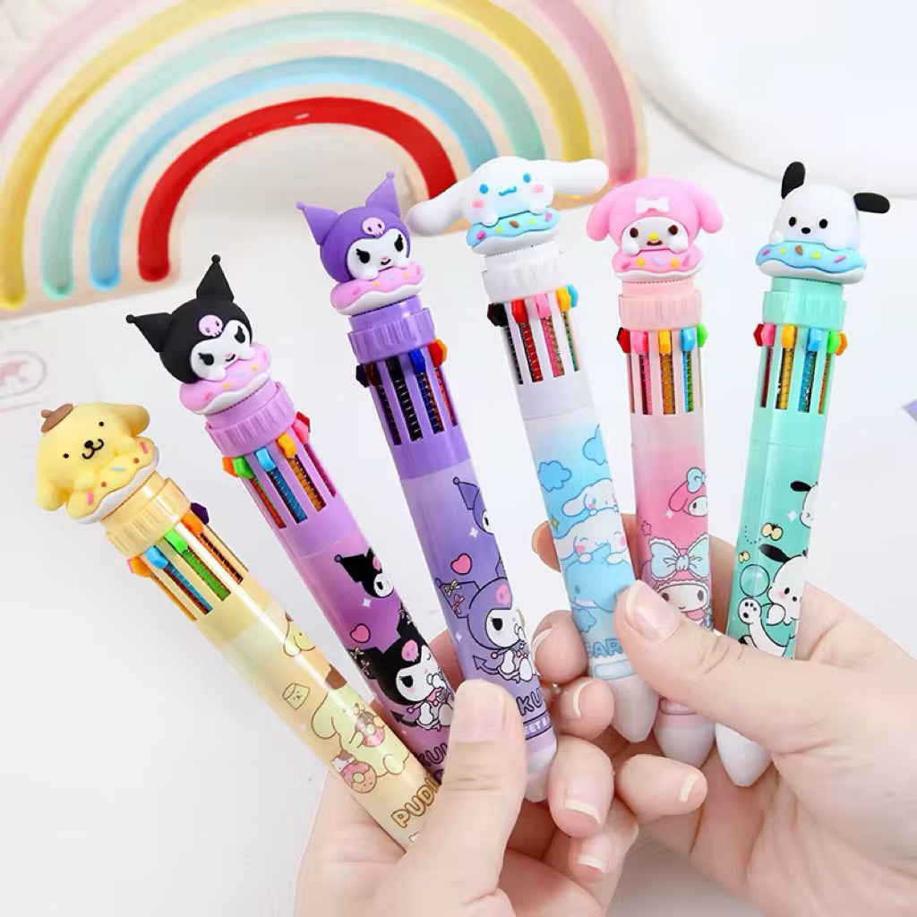 

PULPEN MEKANIK SANRIO KUROMI 10 WARNA TINTA KARAKTER 3D / PULPEN KUROMI SANRIO 10 WARNA MOTIF BONEKA