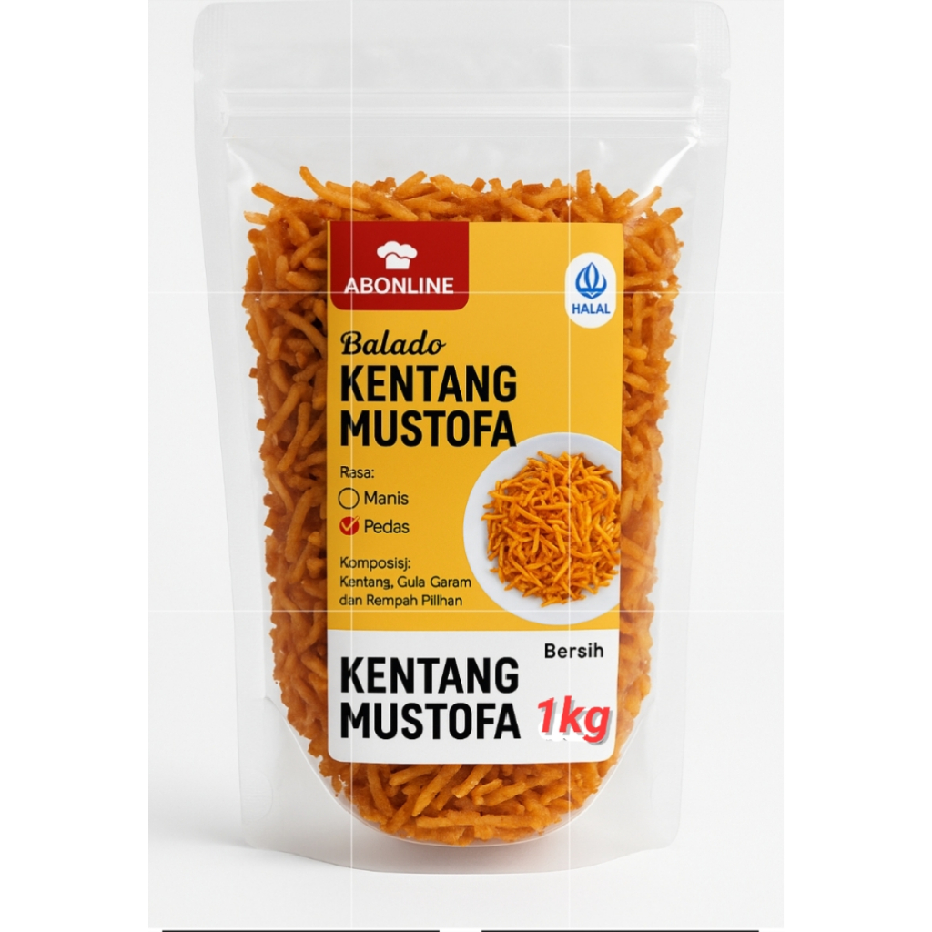 

Kentang Mustofa Abonline 1kg dan 500gr - Pedas Manis Daun Jeruk | Renyah Gurih Tahan Lama