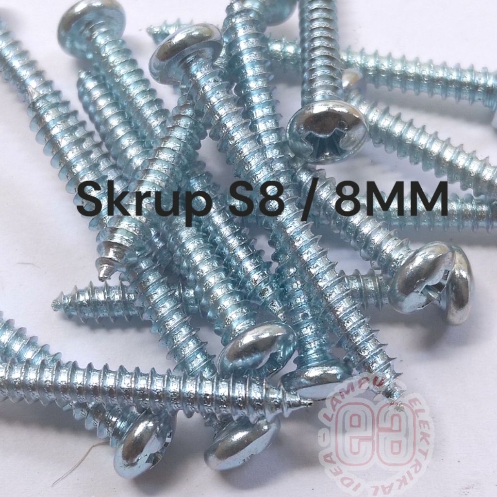 SKRUP SAJA UNTUK FISHER FISER S8 HARGA PER PAK ISI 100 SCREW S8 8 MM