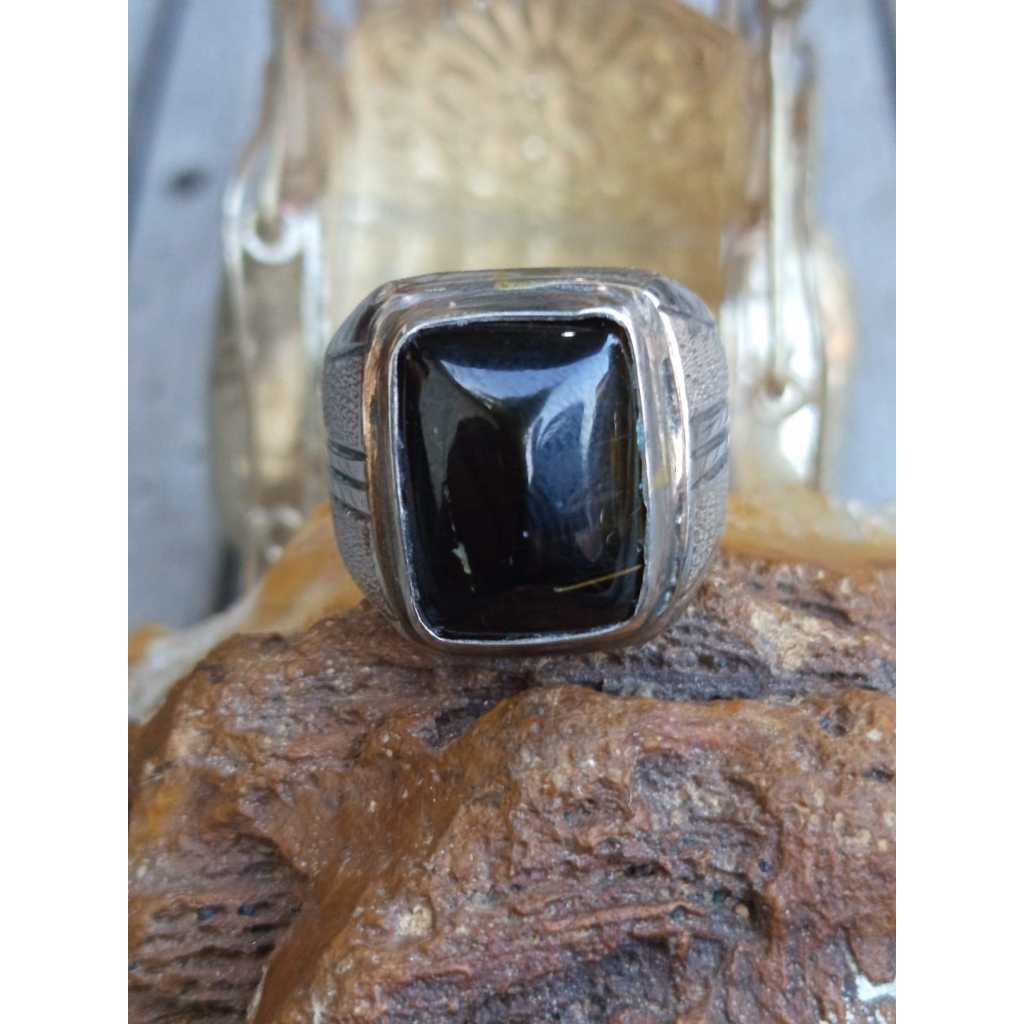 Natural Green Tourmaline Octagon Big Size Ring Koin Handmade