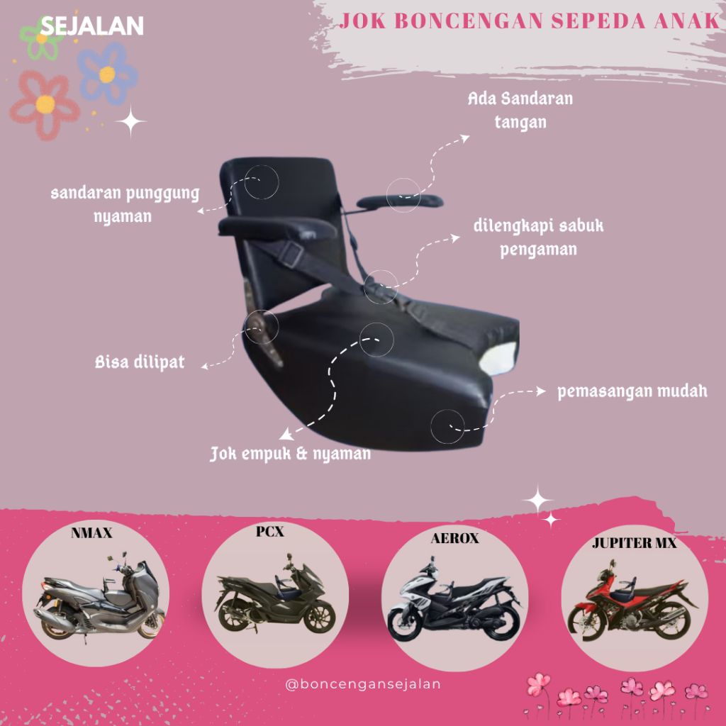 Jok Kursi Boncengan Anak Sandaran Untuk Motor NMAX/PCX/AEROX