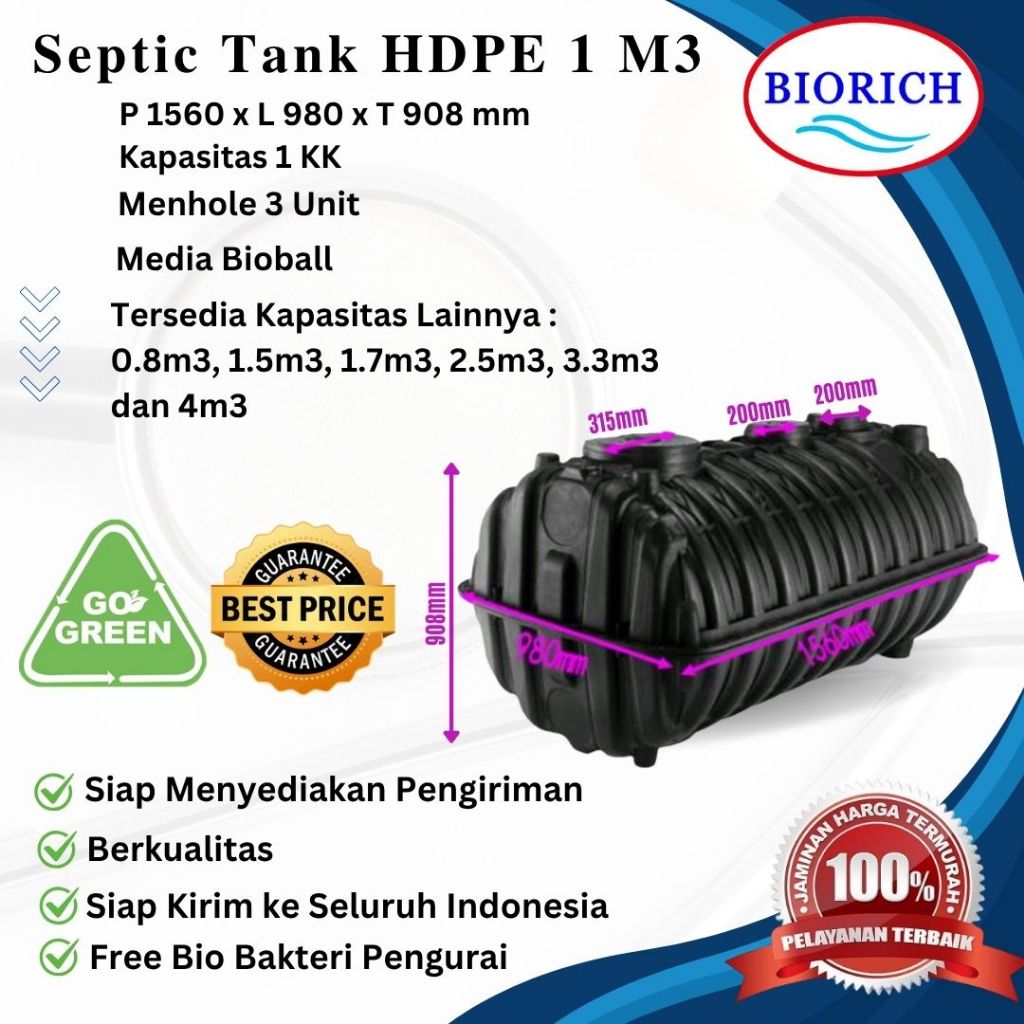 Septic Tank HDPE - Bio Septic Tank Plastik - Septic Tank PE  - Septic Tank Komunal  1000 Liter