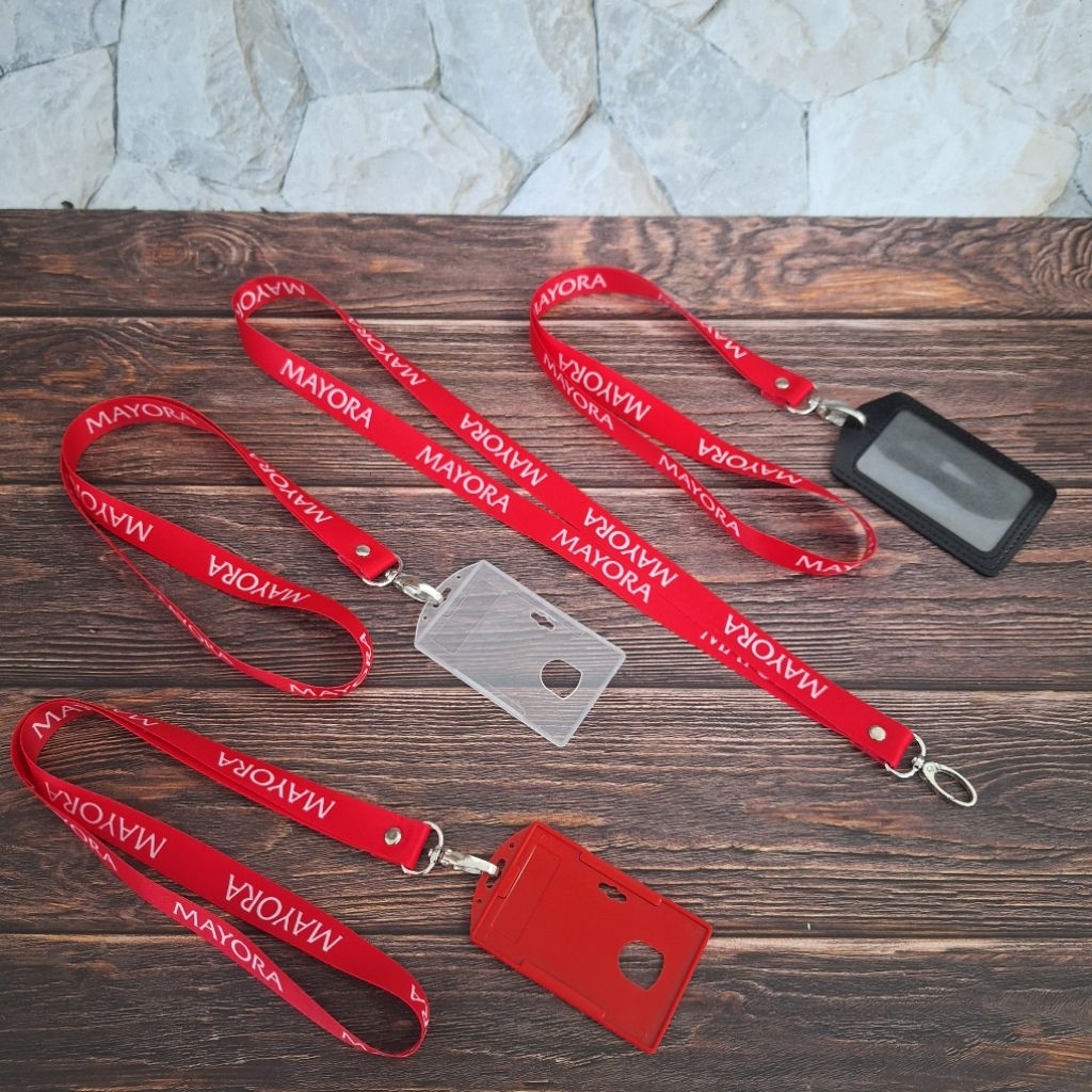 

TALI ID CARD LANYARD MAYORA (kait langsung OVAL) + HOLDER | STOK READY BISA SATUAN