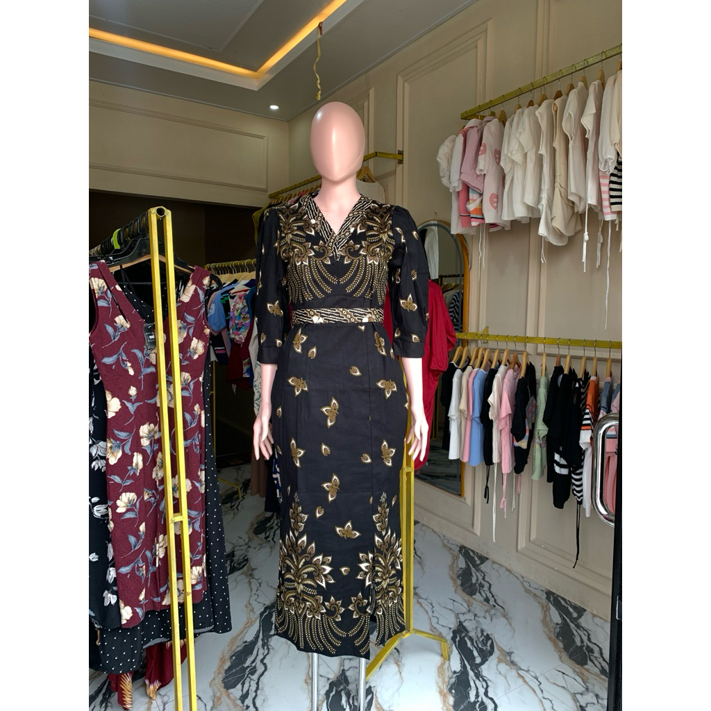 Dress Batik Katun Stretch wanita formal
