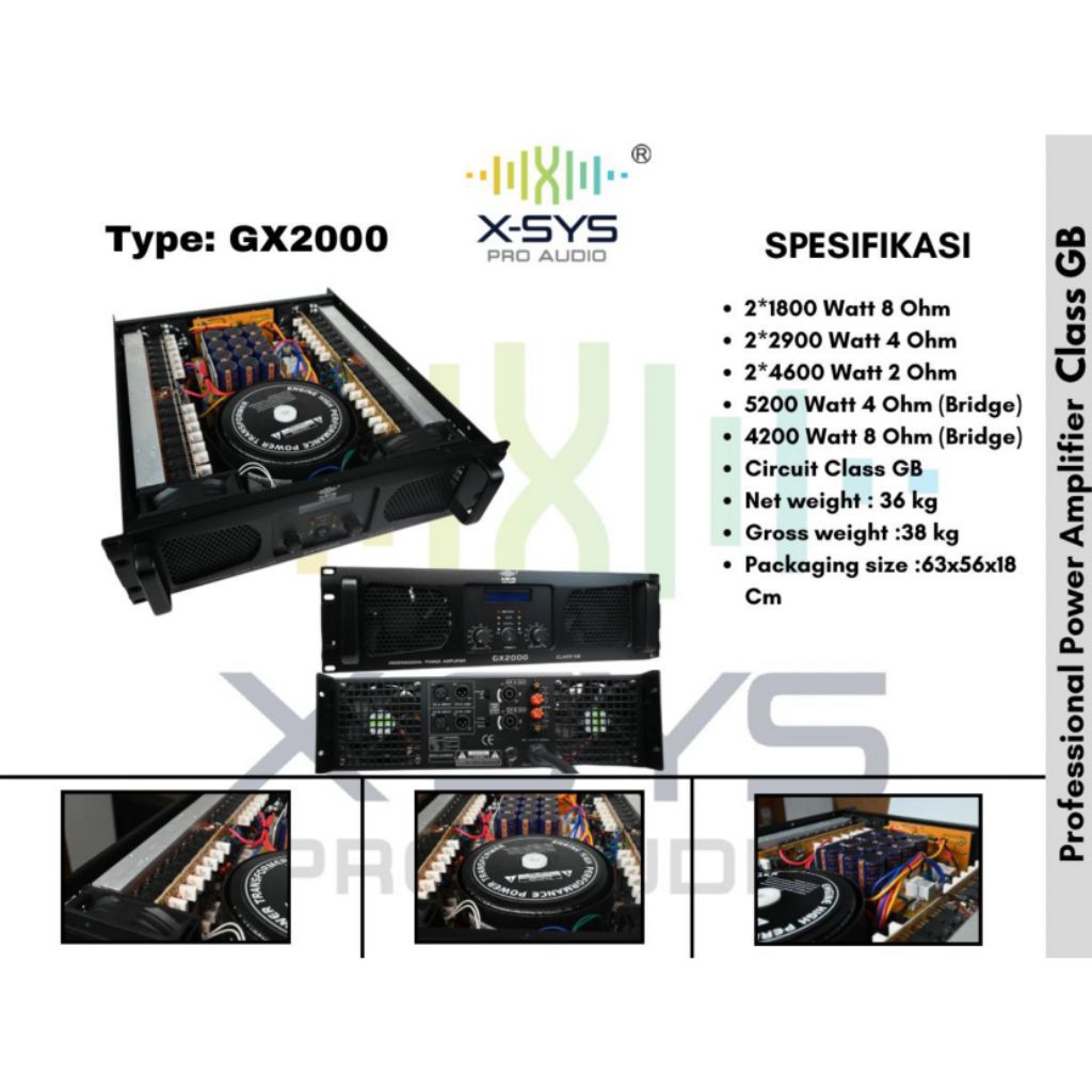 Power Amplifier 2 channel Xsys GX-2000 Class GB / Power 2 channel Class GB Xsys GX-2000 Original