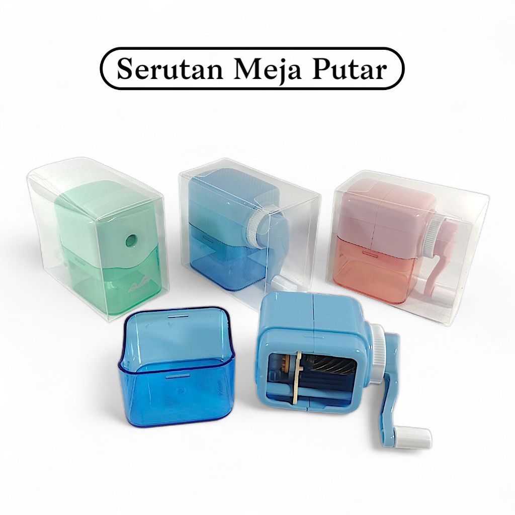 

Serutan Meja Putar Manual (kotak) – Serutan Pensil Meja dengan Wadah Penampung