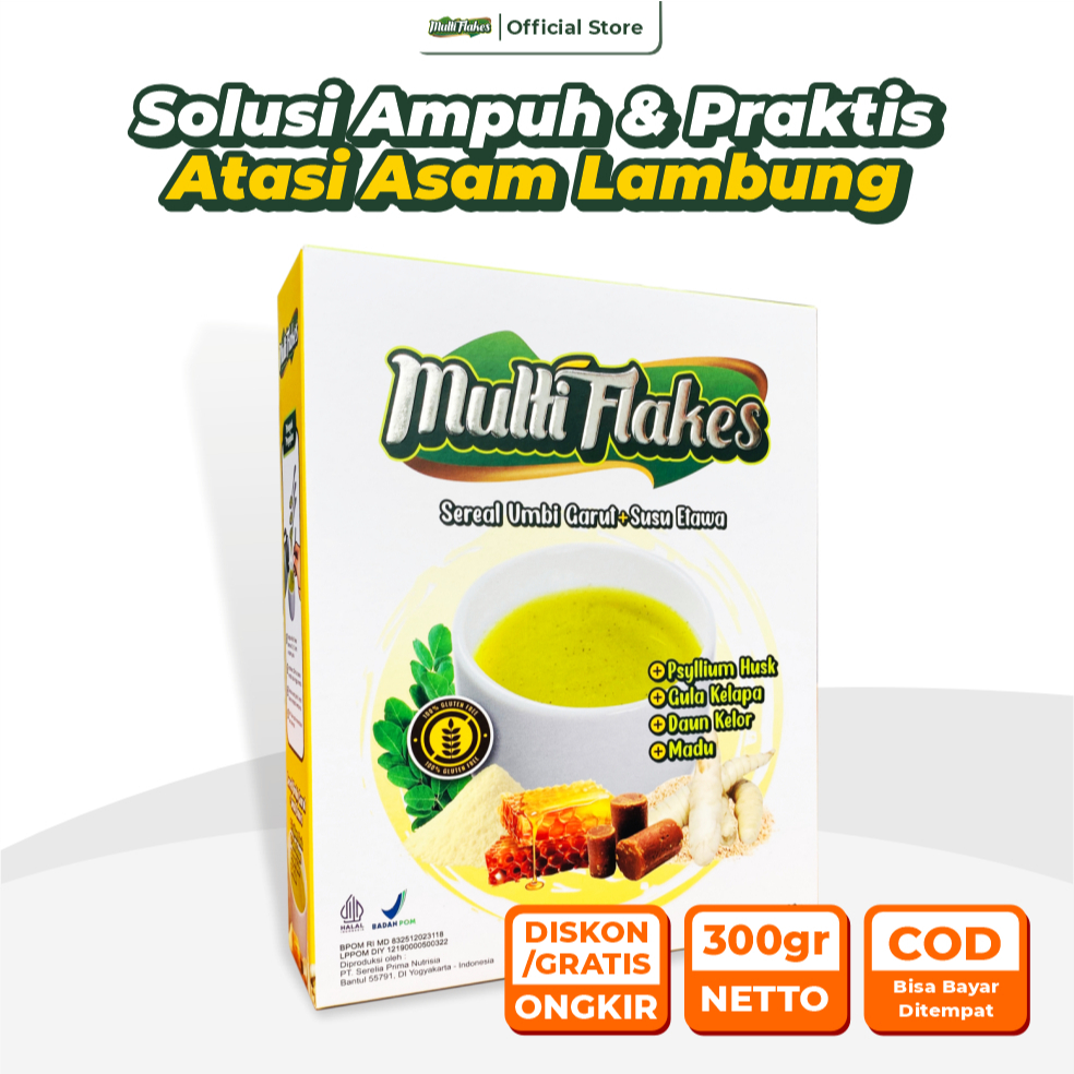 

Multi Flakes Sereal Umbi Garut + Susu Etawa Meredakan Asam Lambung, Maag dan GERD