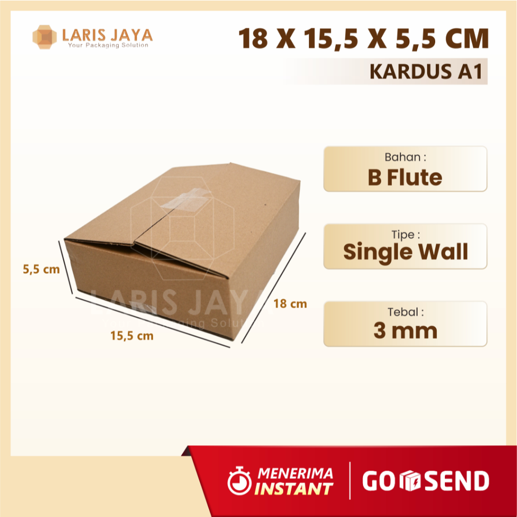 

[HARGA SPESIAL] Kardus Box Kotak Karton Dus Packing Brownies Polos Uk. 18x15.5x5.5 cm BFlute Tebal 3 mm