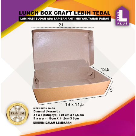 

Paper Box Craft Paket 50 Pcs Dus Brown Polos Laminasi Ukuran L PLus 19x11,5x5 Cm