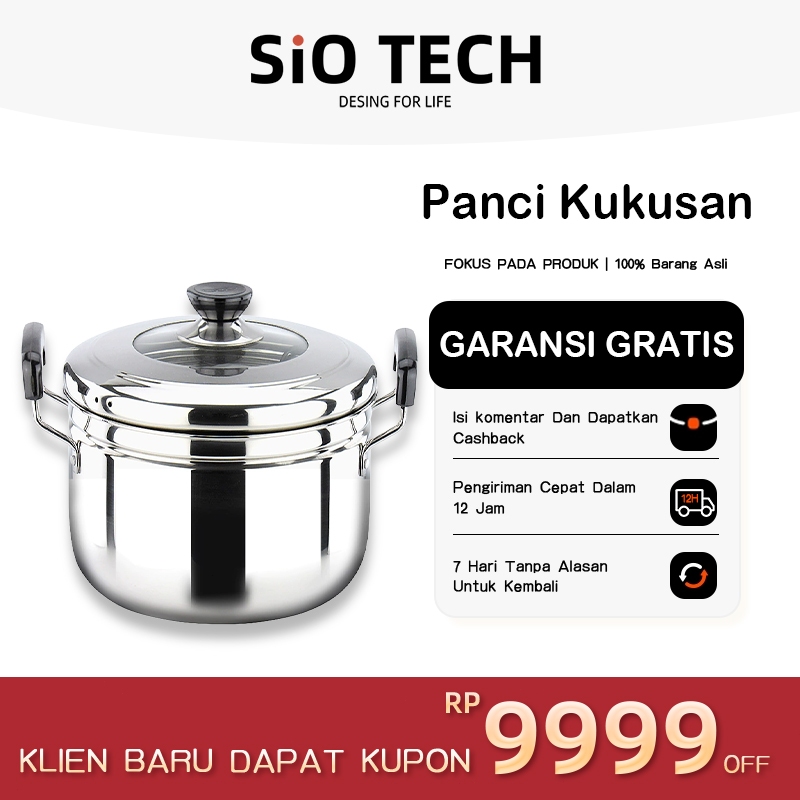 Omicko Panci kukusan tutup kaca ukuran besar Panci Kukus 2 Susun Panci Kukus Stainless Steel Dandang