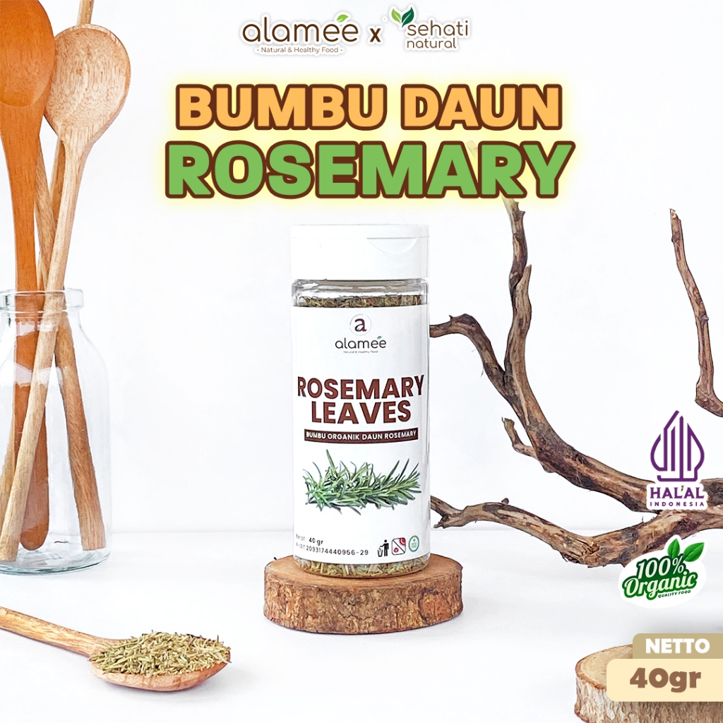 

ALAMEE Daun Rosemary Kering Dried Leaves Garnish Murni Asli Tanpa Campuran Bumbu Masakan Dapur 30g