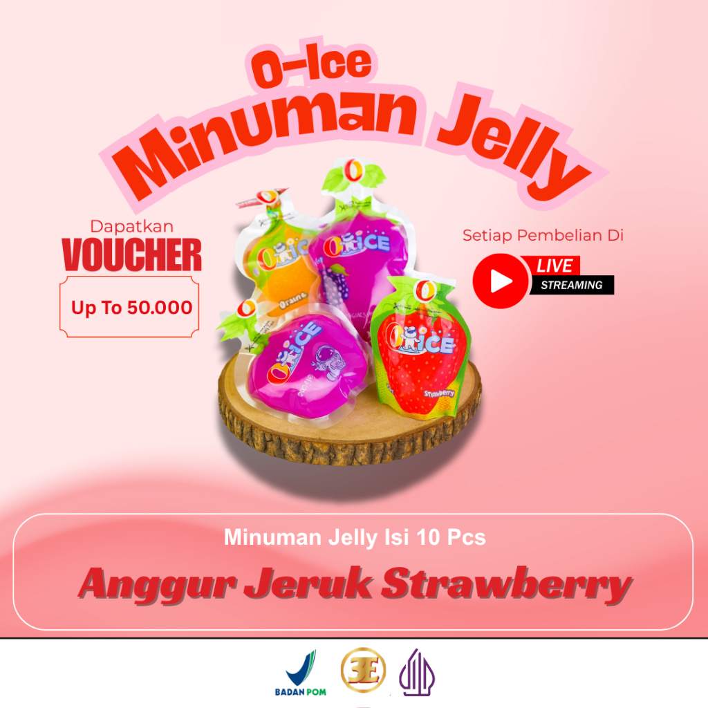 

O-Ice Pack Assorted (Anggur - Jeruk - Strawberry)/Minuman Jelly/Jeli/Isi 10 pcs (Harga satu pack)