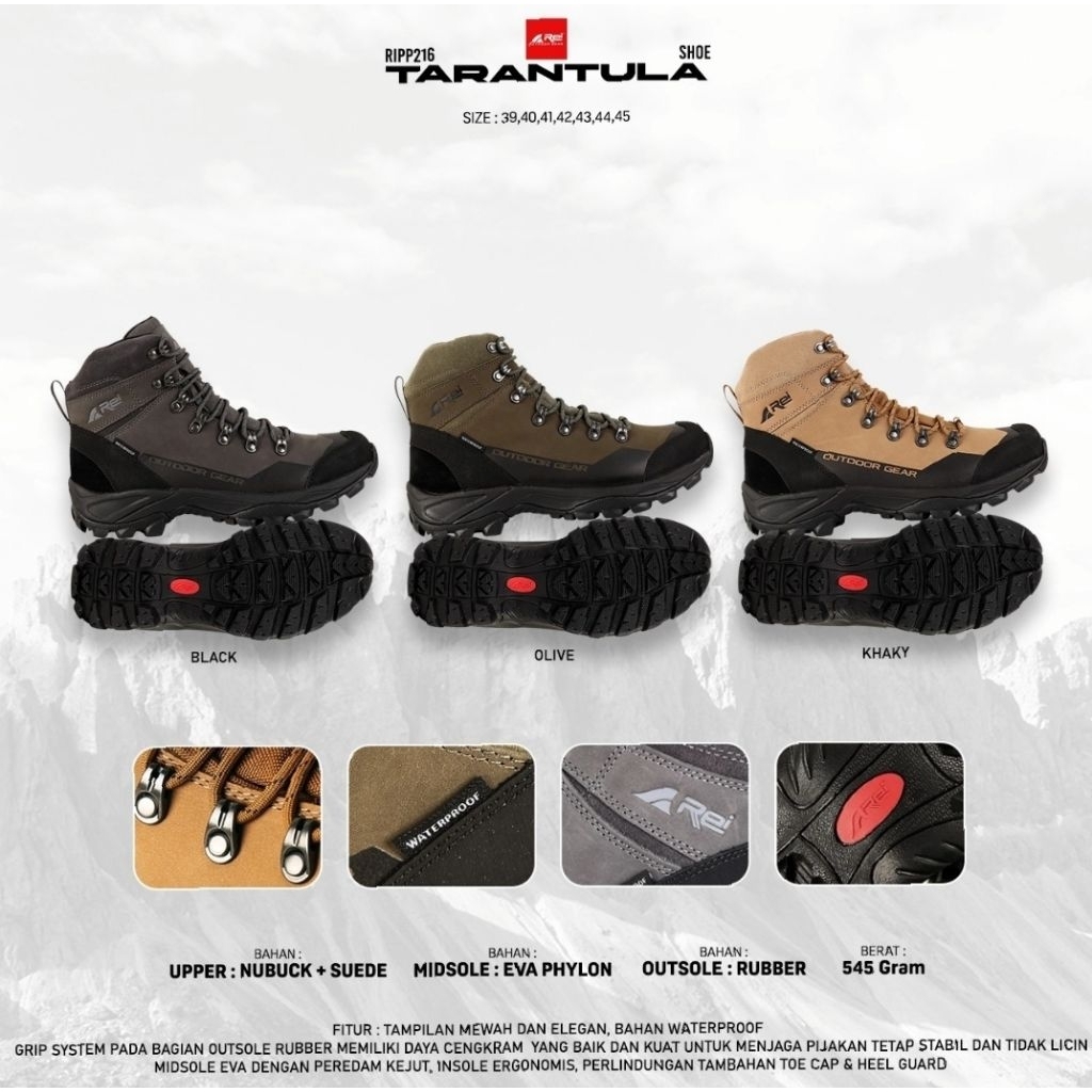 SEPATU HIKKING TARANTULA AREI OUTDOORGEAR | SEPATU GUNUNG PRIA REI TARANTULA