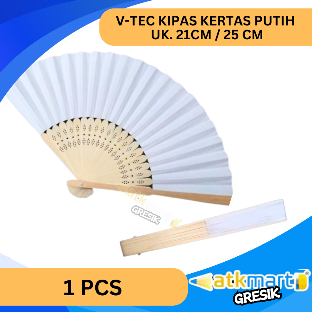 

V TEC KIPAS KERTAS PUTIH UK 21CM / 25 CM ART PAPER BERBENTUK KIPAS MEDIA LUKIS