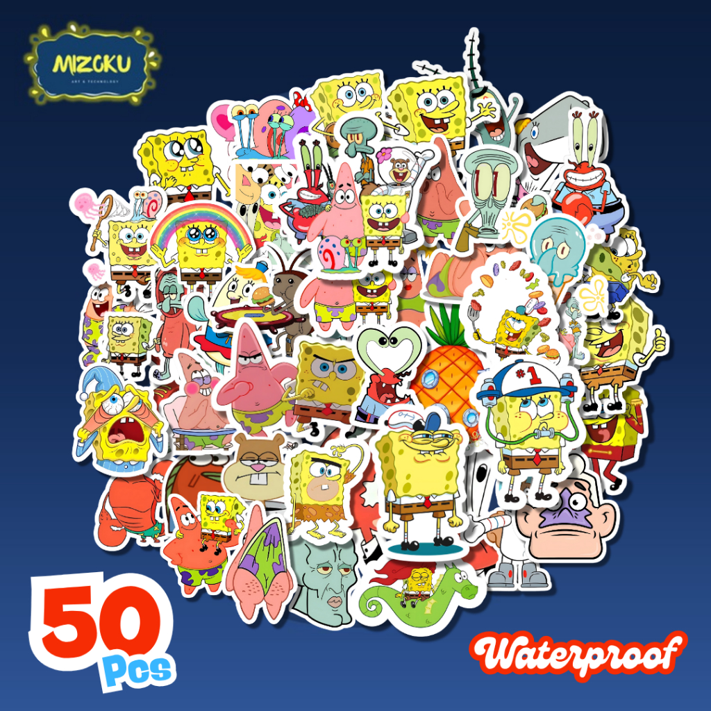 

STICKER PACK ANTI AIR SPONGEBOB UNTUK SCRAPBOOK TUMBLER HP LAPTOP KOPER | HELM | MOTOR | WATERPROOF