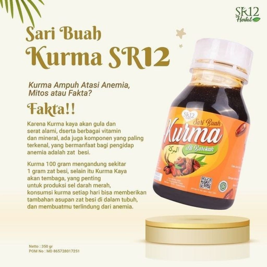 

Sari buah kurma AL-BAROKAH SR12 | 100% Buah sari kurma | mengatasi anemia, Demam berdarah dan program Hamil