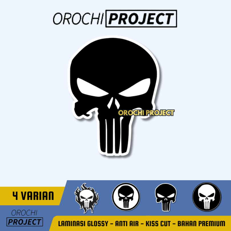 

Sticker Stiker Logo Super Hero The PUNISHER Marvel Vinyl Glossy Anti Air HP Laptop Tumbler Motor Helm