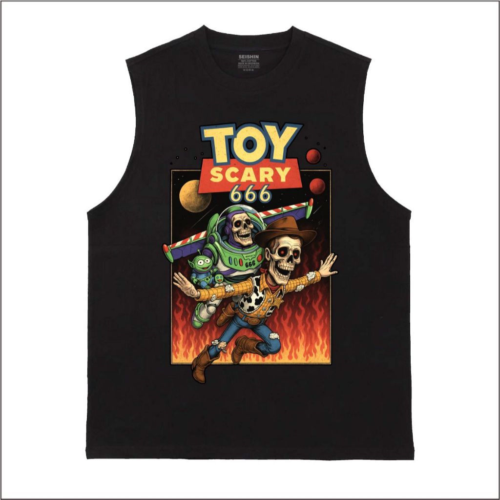 Seishin Tshirt Lekbong Toy Scary 666 Kaos singlet Tanktop musik unisex Trendy Oblong Distro Kekinian
