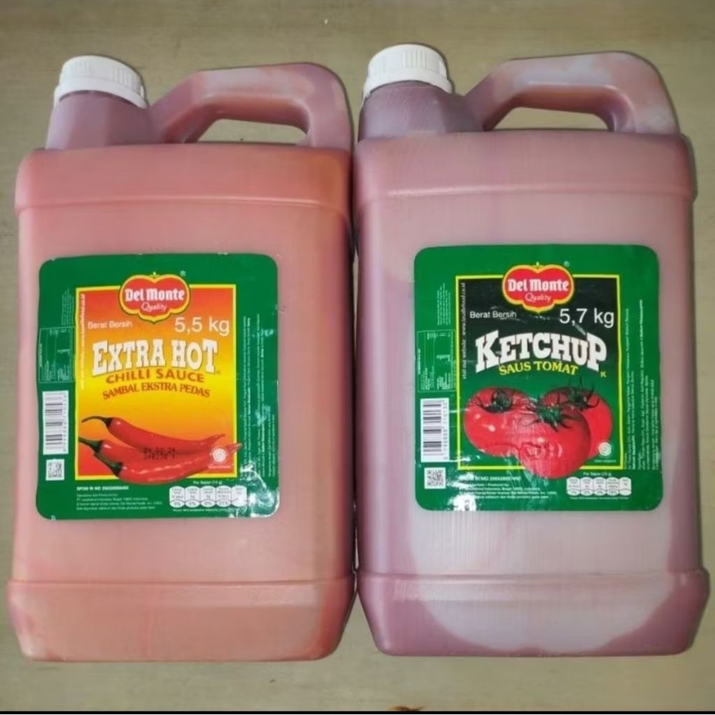 

Delmonte jerigen saos tomat 5.7kg & extra pedas 5.5kg