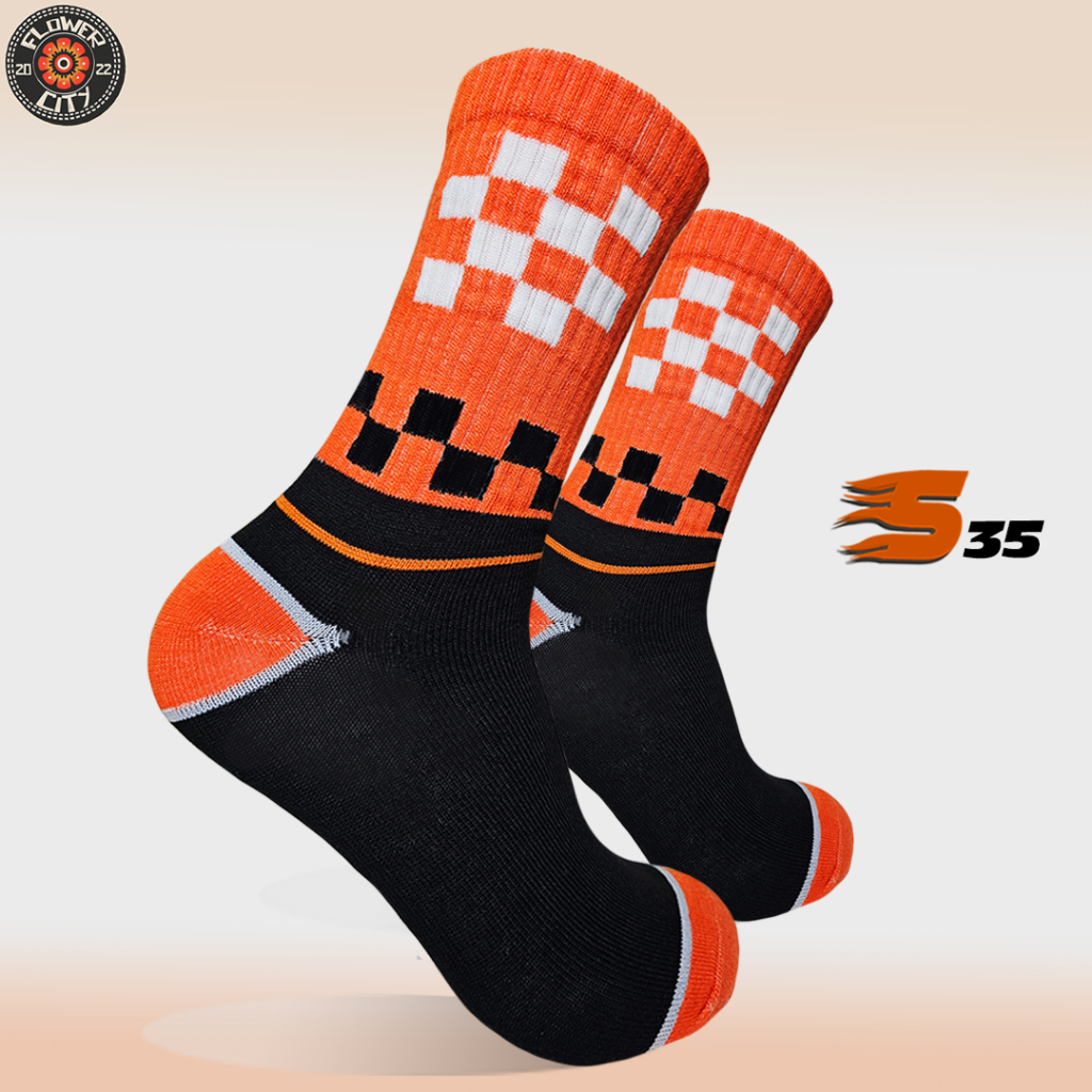 Kaos Kaki Oldschool - Kaos Kaki Seri S - S35 - ORANGE CHESS - Flower.City