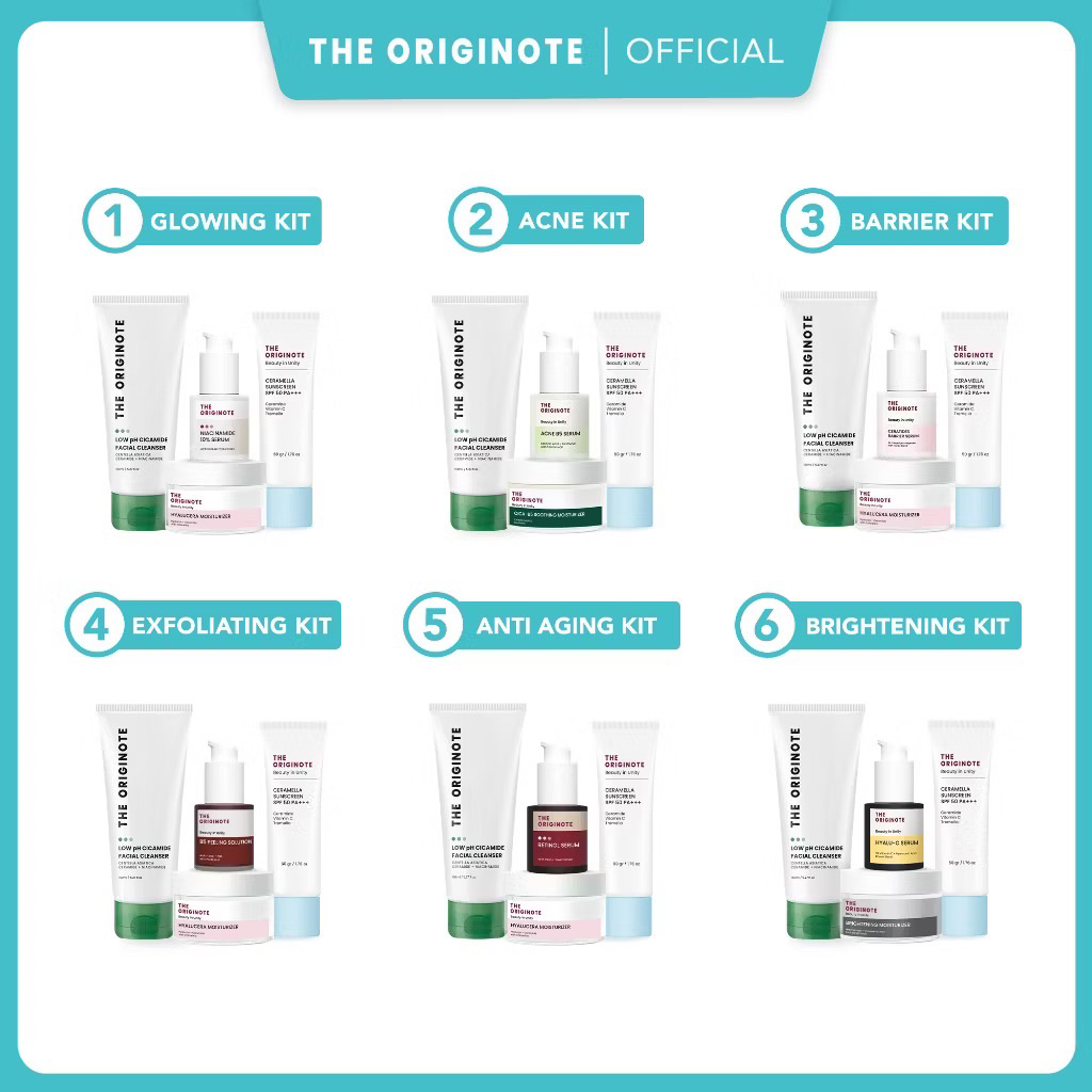 Beautyroskin ~ The Originote Bundle 4in1 Facial Wash + Toner + Serum + Moisturizer Paket Skincare Or